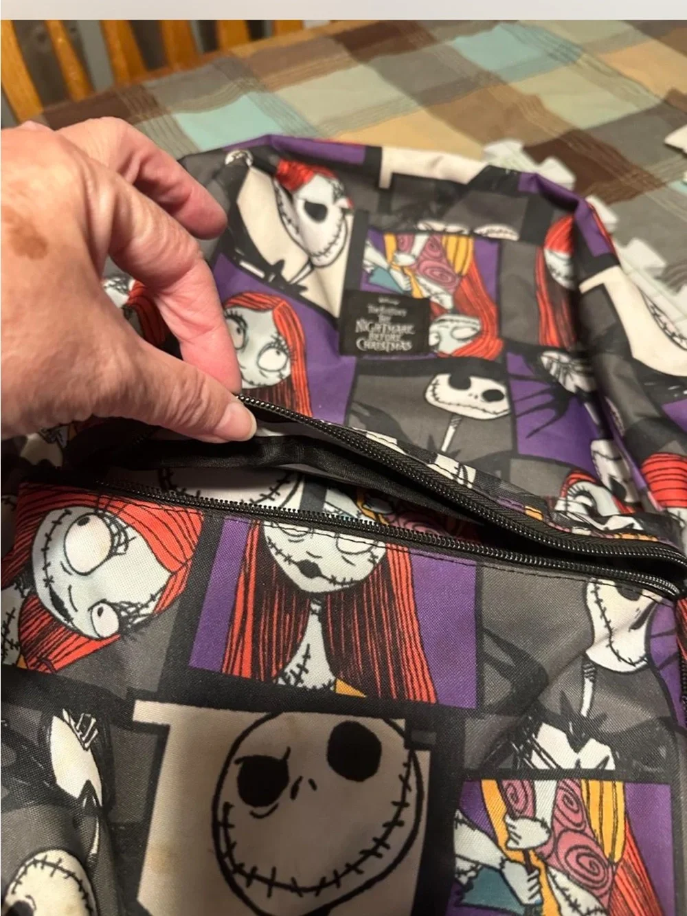 The Nightmare Before Christmas Black & Purple Character Graphic Backpack